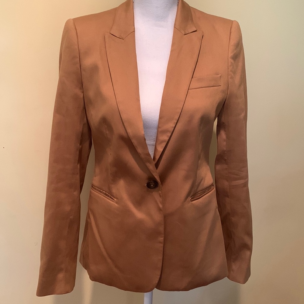 Massimo Dutti Tan Camel Tailored Blazer Neutral Office Siren Corporate